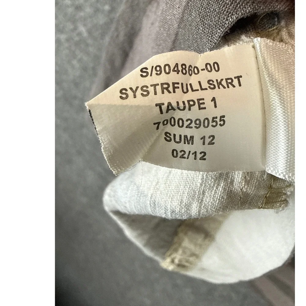 Banana Republic Striped Full Skirt Womens 8 Taupe Linen Blend Luxe Pockets Lined